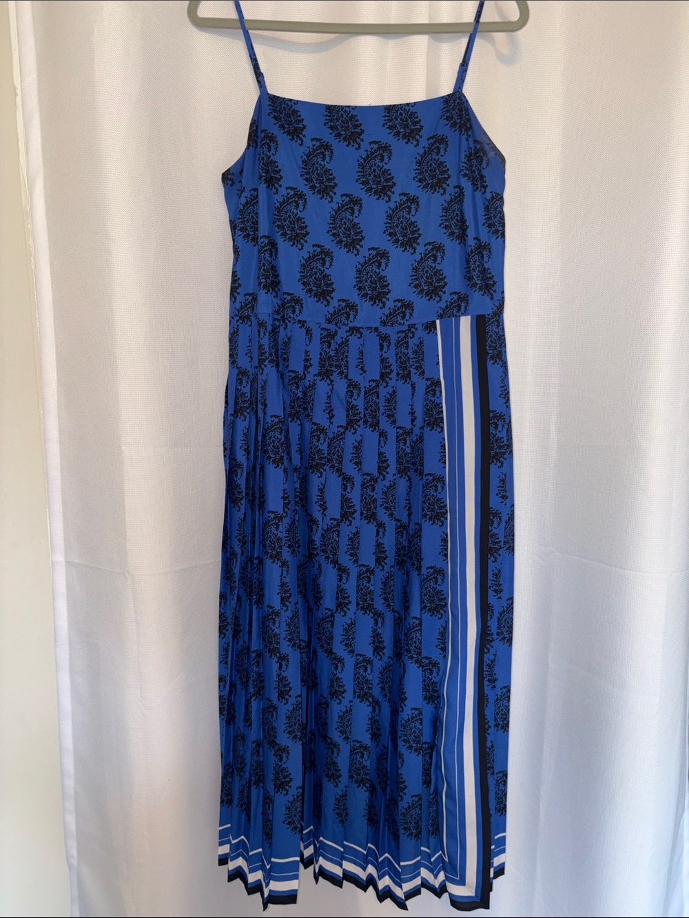 Banana Republic Blue Paisley-Print Maxi Dress with Side Stripe